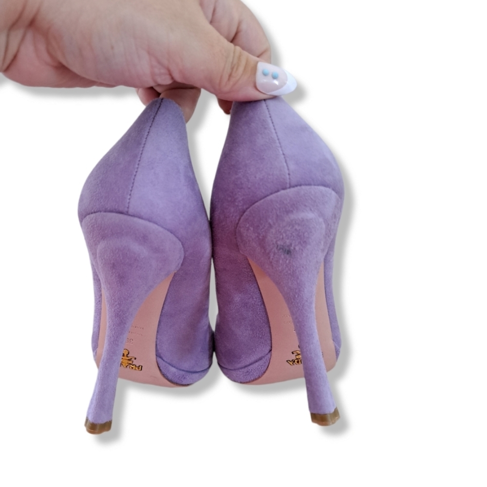 PRADA Leather Scalloped Heels in Lavander - Picture 7 of 13